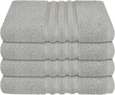 Рушники махрові Schiesser Milano 4 шт, 50x100 см, сріблясті, 100% бавовна, екологічні, м'які, для ванної кімнати