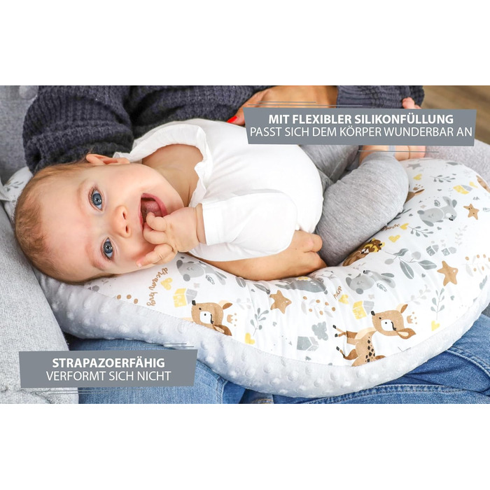 Подушка для годування Totsy Baby Stillkissen Mond Minky 130 см Оленя Сіра (Oeko-Tex) - підтримка для годування груддю