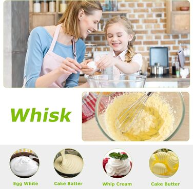 Занурювальний блендер Bonsenkitchen 2-в-1, електричний, 20 швидкостей, з насадкою вінчик, нержавіюча сталь, для супів, смузі, пюре, дитячого харчування, чорний