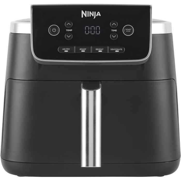 Фритюрниця гарячого повітря Ninja PRO 4,7 л, цифрова, 4-в-1, антипригарна, чорна, для 1-2 порцій, модель AF140EU
