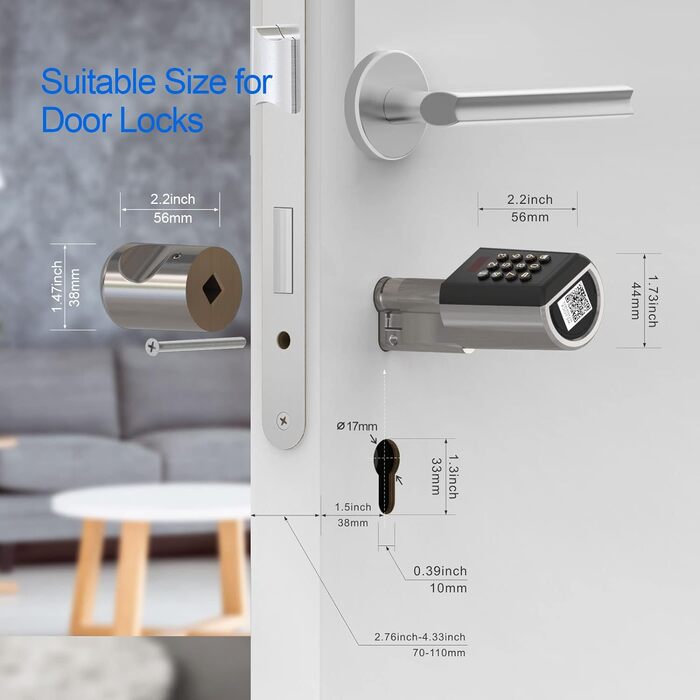 Електронний дверний замок WELOCK для вхідних дверей з PIN-кодом, Bluetooth, додатком, водонепроникний, для дверей 50-100 мм
