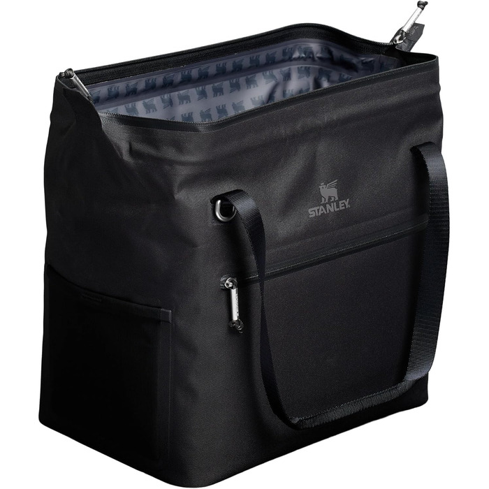 Сумка-холодильник Stanley 1913 All-Day Julienne Maxi Cooler, 18.9 л, чорна, з ременями та сітчастими кишенями, перероблений поліестер