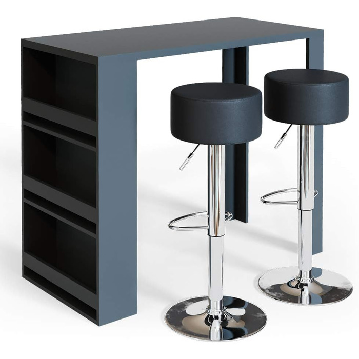 Барний стіл Vicco Bartisch-Set з 2 барними табуретами, антрацит, 117 x 57 см