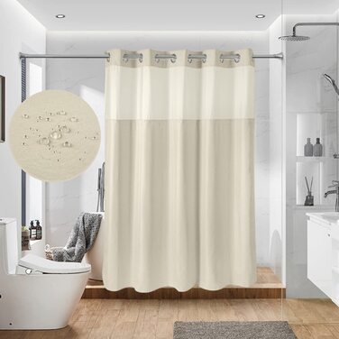 Тканинна шторка для душу з магнітними кріпленнями Snap Liner, 180x200 см (світло-бежева)