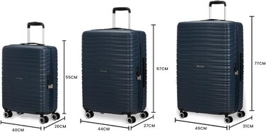 Набір валіз American Tourister Aerotech (3 шт.): ручна, середня, велика, розширювана, з TSA-замком, блакитний (Металевий Navy)