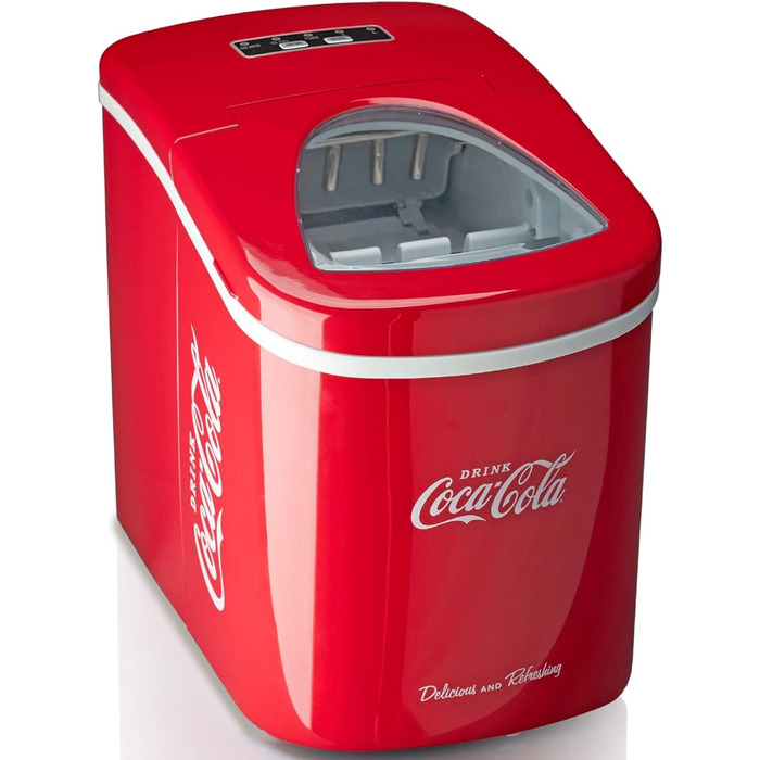 Льодогенератор Salco Coca-Cola, 12 кг, тихий, LED-дисплей, 2 розміри кубиків льоду, ідеально для вечірок і днів народження