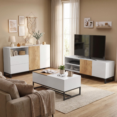 Сучасна комода-сервант з 2 дверцятами Soft-Close та 2 шухлядами, 140x40x85 см, білий