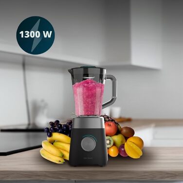 Стаціонарний блендер Cecotec Power Black Titanium 1300MAX B Pro, 1300 Вт, 1.5 л, з 4 титановими ножами для смузі та льоду, чорний
