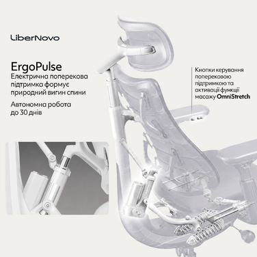 Крісло офісне ергономічне LiberNovo Omni Space Gray 48 см