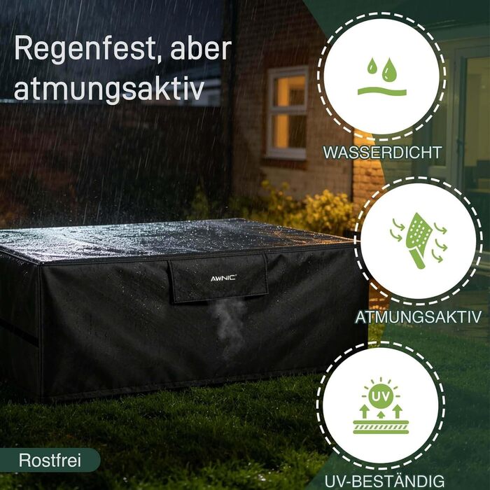 Чохол для садових меблів Awnic 200x135x75 см, 420D Oxford, водонепроникний, анти-UV, міцний, для саду та тераси