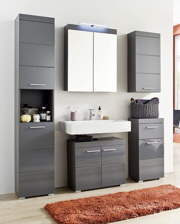 Підвісна тумба під умивальник trendteam Amanda, 60x56x34 см, агавово-сірий глянець
