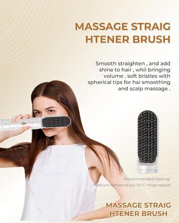 UKLISS Airstyler 5-в-1: Фен-щітка для волосся з насадкою для завивки, іонізація, золотий колір