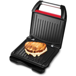 Контактний гриль George Foreman 24x17 см, червоний, для м'яса, риби, овочів, паніні та сендвічів, компактний, до 3 порцій, зменшує до 42% жиру