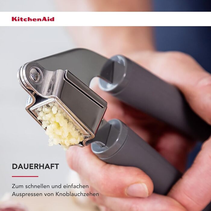 Прес для часнику KitchenAid Softgrip, сірий колір вугілля, нержавіюча сталь