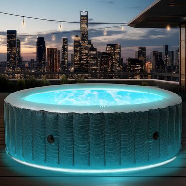 Надувний СПА-басейн BRAST MSpa Starry з LED-підсвіткою для 6 осіб, 204x70 см, 138 гідромасажних форсунок, енергозберігаючий таймер, функція нагріву та масажу, для вулиці та приміщення
