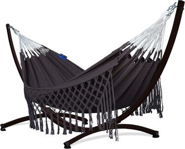 Подвійний гамак Potenza Medelin Boho з каркасом, 100% бавовна, для вулиці, 230x160 см, до 200 кг, стійкий до погодних умов