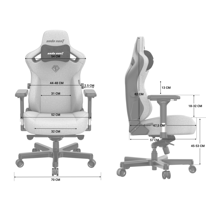 Крісло ігрове Anda Seat Kaiser 3 Dark Gray Fabric Size L