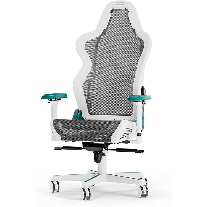 Ігрове крісло DXRacer Air R1S, сітчасте, біло-бірюзово-сіре, до 200 см