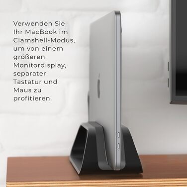 Вертикальна підставка для ноутбука Humancentric: сумісна з MacBook Pro та MacBook Air, чорний колір