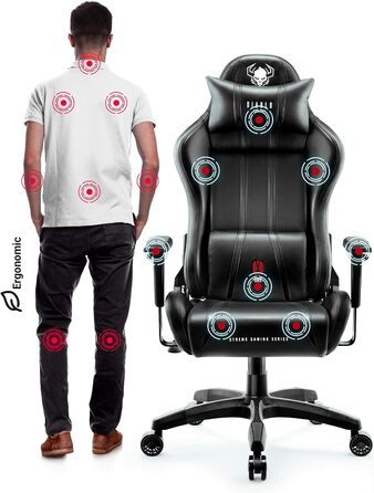 Ігрове крісло Diablo X-One 2.0 XL Craft King з ергономічним дизайном, регульованими підлокітниками, подушками для шиї та попереку, функцією гойдання, для геймерів і офісу