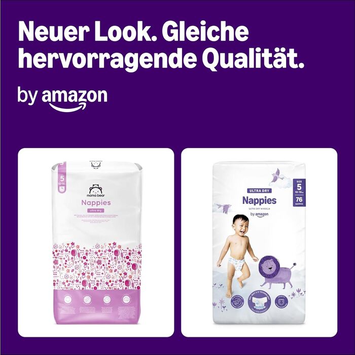 Підгузки By Amazon Ultra Dry розмір 5 (10-16 кг), білі, набір на місяць (152 шт, 2 упаковки по 76 шт)