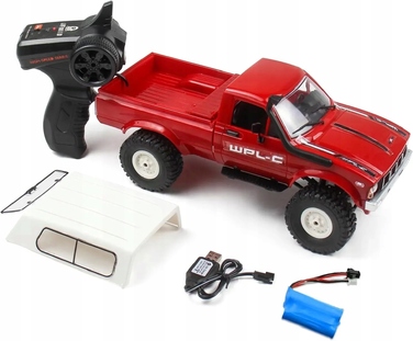 Радіокерована машина-кроулер WPL C24 RC Crawler (червона), позашляховик з LED-підсвіткою