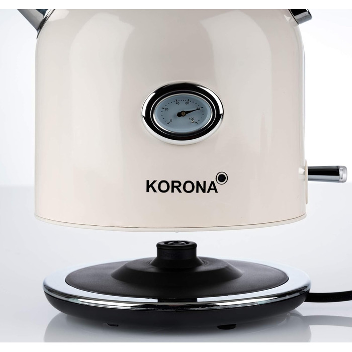 Електрочайник Korona 20666 ретро, 1,7 л, 2200 Вт, кремовий, з термометром, фільтр від накипу, для чаю та кави