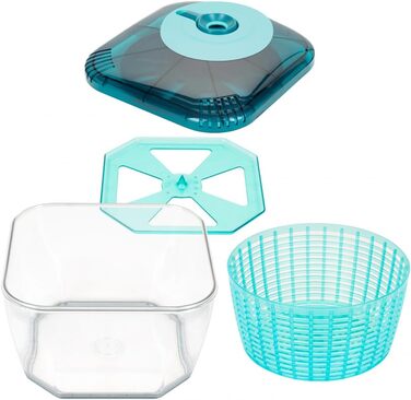 Професійна овочерізка та сушарка для салату Genius Nicer Dicer Chef, 4-в-1, з кришкою, контейнером і ситом, 5.2 л, прозора