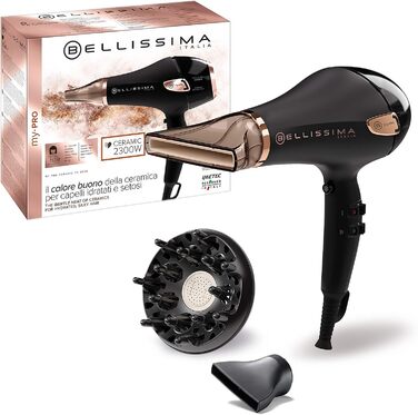 Фен Bellissima My Pro Ceramic P5 3800 з іонною та керамічною технологією, 2300 Вт, для м'якого і блискучого волосся, з дифузором та ультра вузьким концентратором