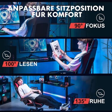 Ігровий крісло GTPLAYER з підніжкою, регульованою висотою та підтримкою попереку (червоний)