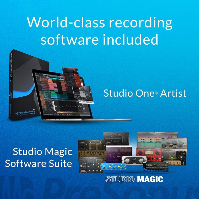 PreSonus AudioBox 96: USB аудіоінтерфейс для запису, стрімінгу та подкастингу (з Studio One Artist, Ableton Live Lite) - Чорний