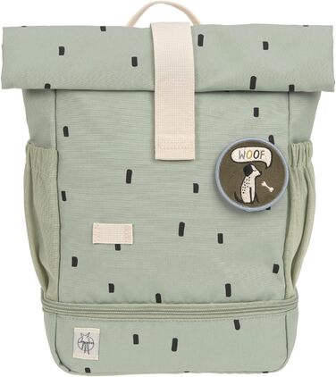 Дитячий рюкзак LÄSSIG Rolltop з нагрудним ременем, водостійкий, 11 л, оливковий, Happy Prints