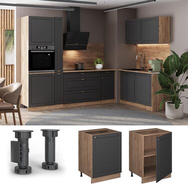 Кухонна нижня шафа Vicco Fame-Line, Зелений-Золотий (Landhaus), 50 см, без стільниці