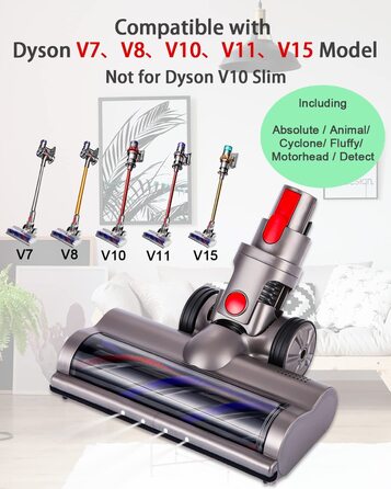 Насадка-щітка для пилососа Dyson V7/V8/V10/V11/V15, електрична турбощітка з роликовою щіткою, аксесуари для підлоги, 2 шт.
