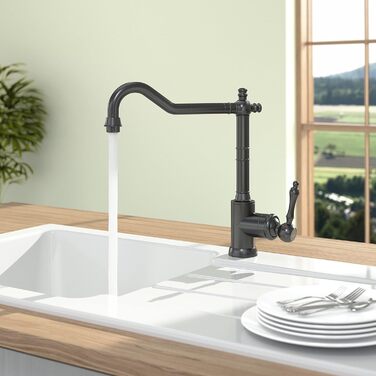 Змішувач кухонний Villeroy & Boch Avia 2.0 антрацит, керамічний картридж, поворотний 360°, висота 235мм, високий тиск
