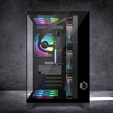 Ігровий корпус EMPIRE GAMING CL-242 (2024), ARGB Mid Tower ATX/Micro-ATX/ITX, 7 вентиляторів 120 мм, адресна RGB-підсвітка, MB Sync, чорний