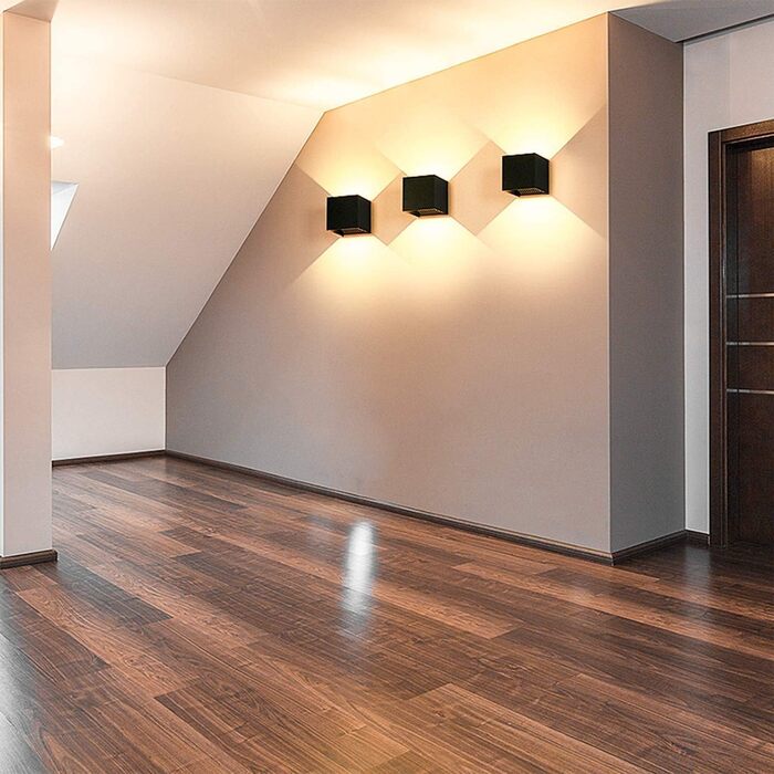 Набір настінних LED світильників ledmo (8 шт), 12W, чорні, тепле біле світло 2700-3000K, двосвітловий (вгору та вниз), IP65 вологозахищені для дому та вулиці