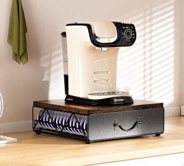 Тримач для капсул Tassimo на 64 кавових капсул, металевий органайзер-диспенсер для зберігання капсул Tassimo, штабельний підставник (коричневий + чорний)