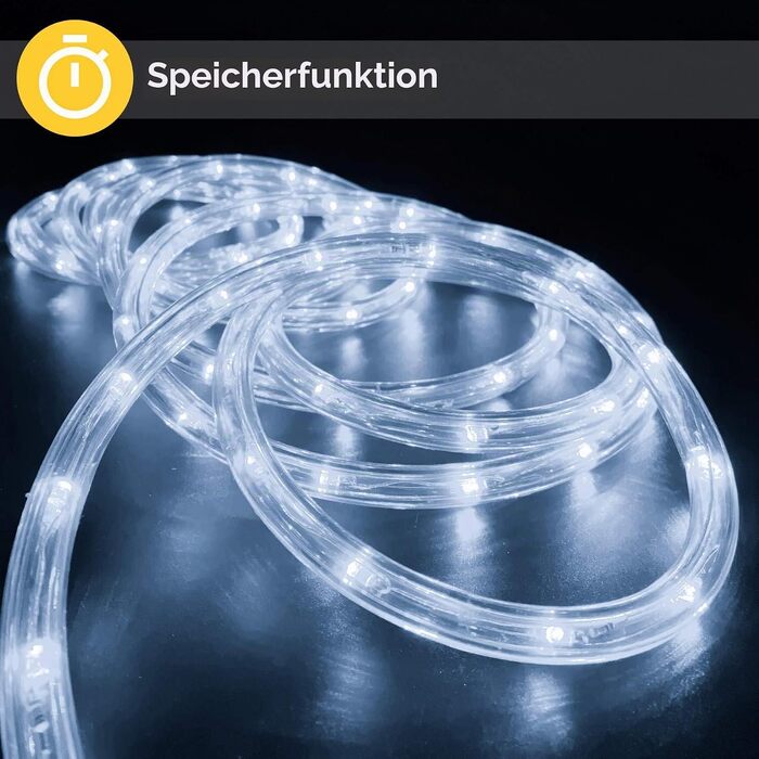 Світлодіодна LED стрічка-шланг 30м (300 LED), водонепроникна гірлянда з пультом, таймером та димером для вулиці та дому, холодний білий колір