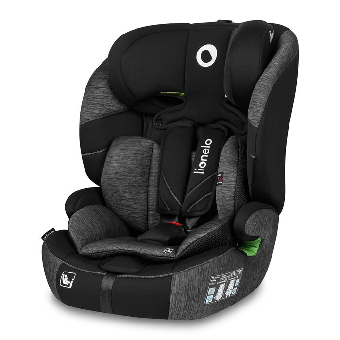 Автокрісло Lionelo Levi One I-Size 76-150 см, Група 1 2 3, чорно-сірий колір