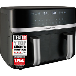 Аерофритюрниця Russell Hobbs SatisFry 9 л, 2 камери, 9 програм, тиха, без олії, посудомийна, до 200°C, функція підтримки тепла