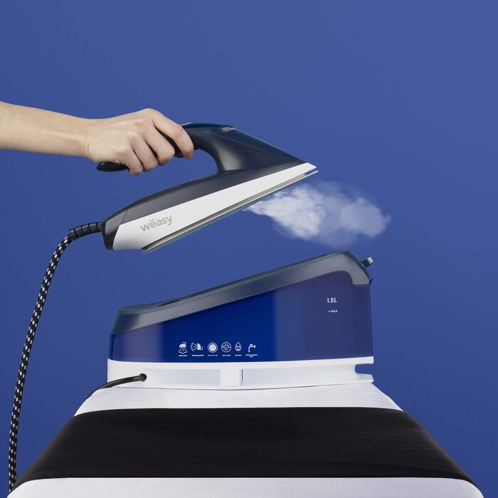 Парова праска-станція Weasy LIN220, 5,5 бар, 2200 Вт, 120 г/хв, нержавіюча підошва, вертикальне відпарювання, безперервна подача пари, резервуар 1,5 л, компактна