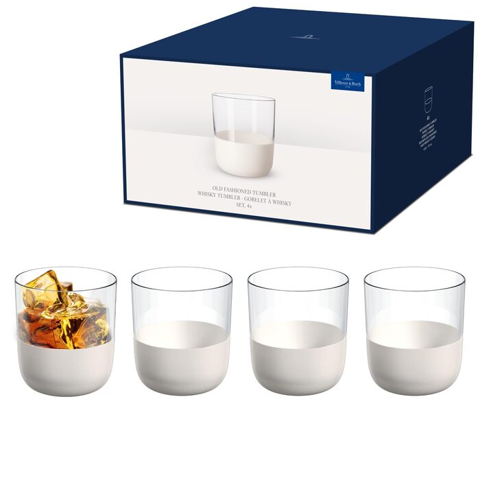 Набір склянок для віскі Villeroy & Boch Manufacture Rock Blanc (4 шт.), кришталеве скло, ручна робота, білий колір