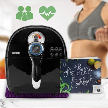 Фритюрниця без олії Duronic AF1 BK, 2 л, 1500 Вт, аерофритюрниця, міні духовка для смаження, запікання, тушкування, Cool Touch, температура до 200°C