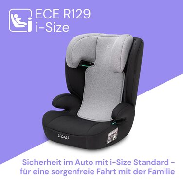 Дитяче автокрісло Booboo Safety Oslo без Isofix, i-Size 100-150 см, з підголівником, від 3 років, чорний/сірий