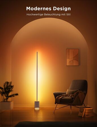 Govee Stehlampe Pro 2100 Лм, RGBIC LED лампа з Bluetooth-колонкою, білий шум, Alexa, 16 млн кольорів, музична синхронізація, сіра, для вітальні