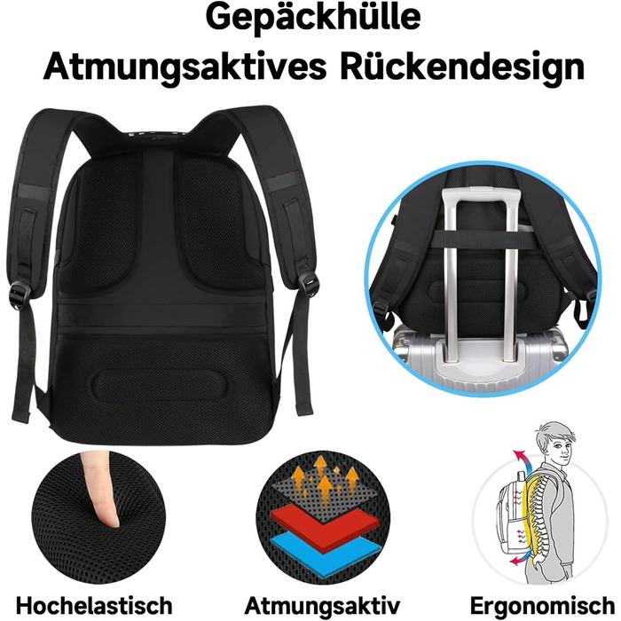 Рюкзак для ноутбука MATEIN чоловічий, містка сумка-рюкзак для навчання та роботи, 17.3-18.4 дюймів, чорний