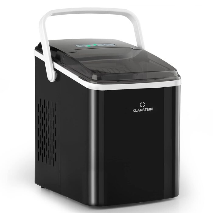Льодогенератор Klarstein Mini 2л, самочищення, 12кг/доба, чорний, для великих і малих кубиків льоду, сенсорне керування