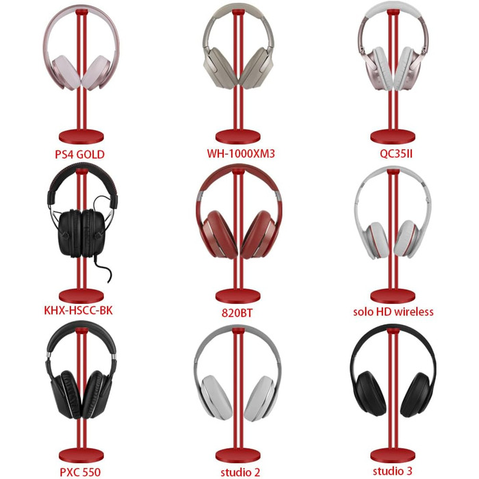 Підставка для навушників Geekria, сумісна з Bose QC35II, QC35, QC25, Sony WH-1000XM3, WH-1000XM4, ATH, AKG, тримач для гарнітури, червоний