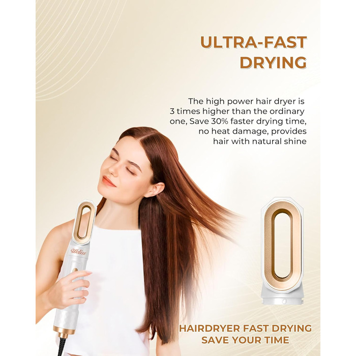 UKLISS 6-в-1 Hairstyler: Фен-щітка для волосся з насадкою для завивки, професійний набір для укладки, подарунок для жінок